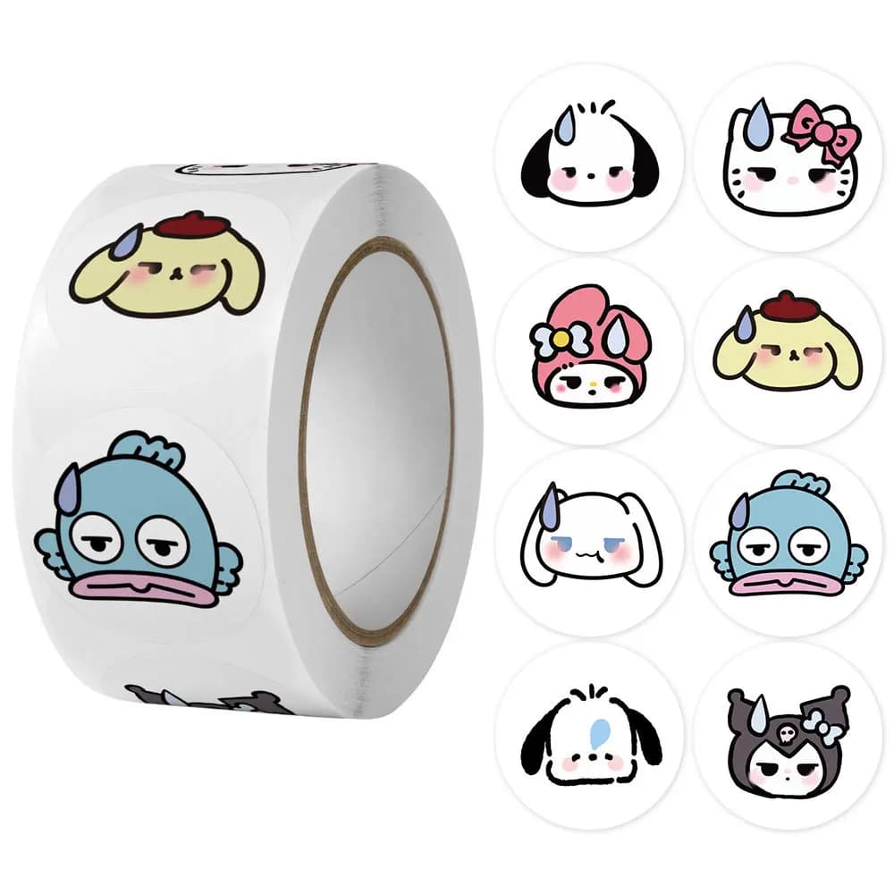 Rouleau d'autocollants de dessin animé Sanrio/500 pièces, autocollants décoratifs mignons Cinnamorol