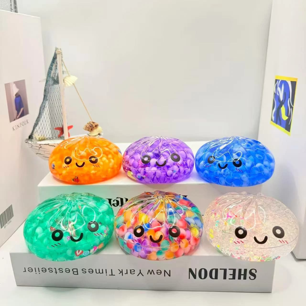 Nouveau : Boule à bulles tendance : Jouet fluide à presser esthétique, figurine réaliste de pain vap