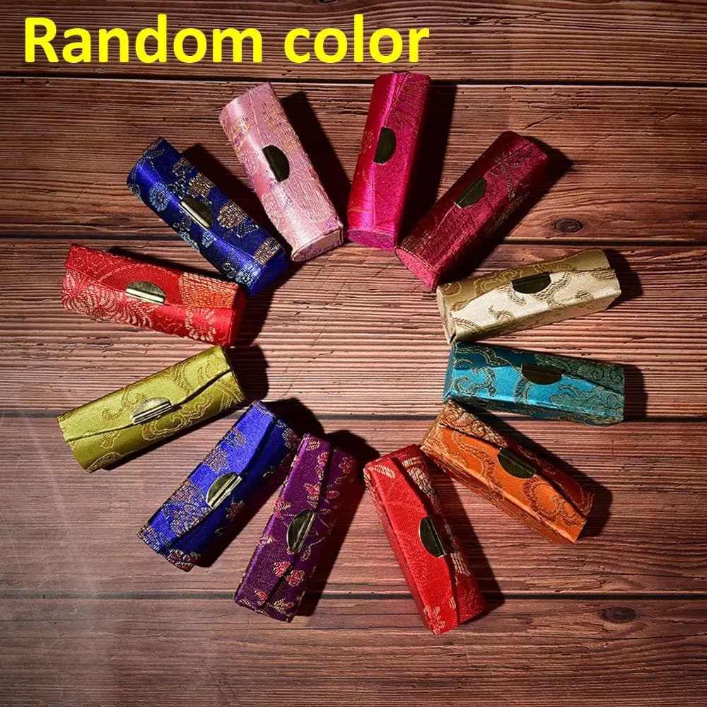 Boîtes de rangement en Satin de soie, boîte de rangement de fleurs brodées, boîte de rouge à lèvres 