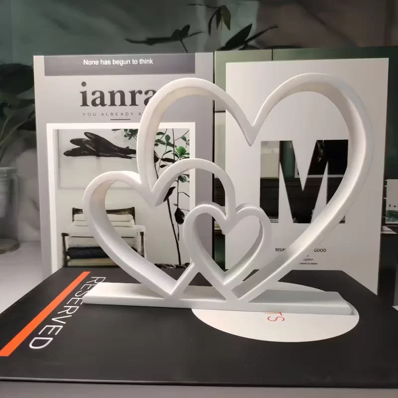 Statue cœur à cœur – Ornement d'amour noir et blanc, décoration de bureau et d'étagère, cadeau de sa