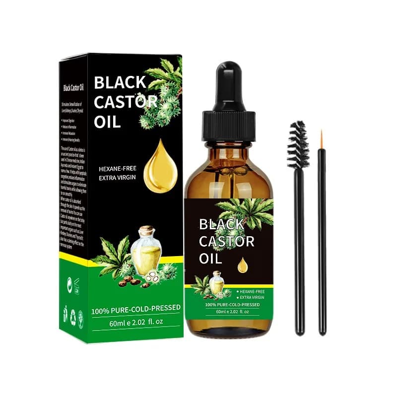 Huile de ricin noire, huile de ricin biologique saine, améliore la ténacité de la ligne des cheveux,