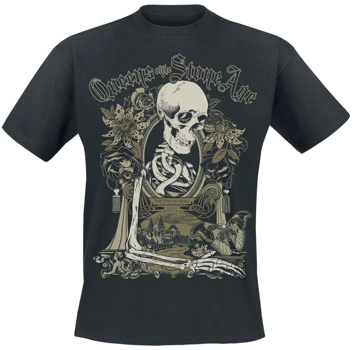 T-shirt classique avec logo Queens of The Stone Age, T-shirt Alt Rock avec imprimé symbole O rouge, 