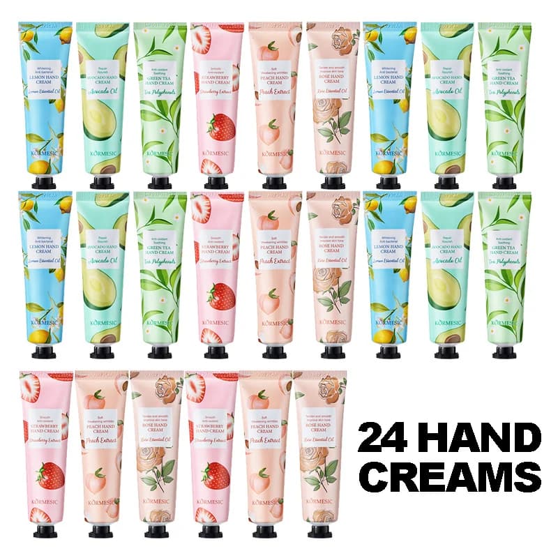 24 pièces de crème pour les mains, hydratante et hydratante, nourrit et soin des mains, prévient la 