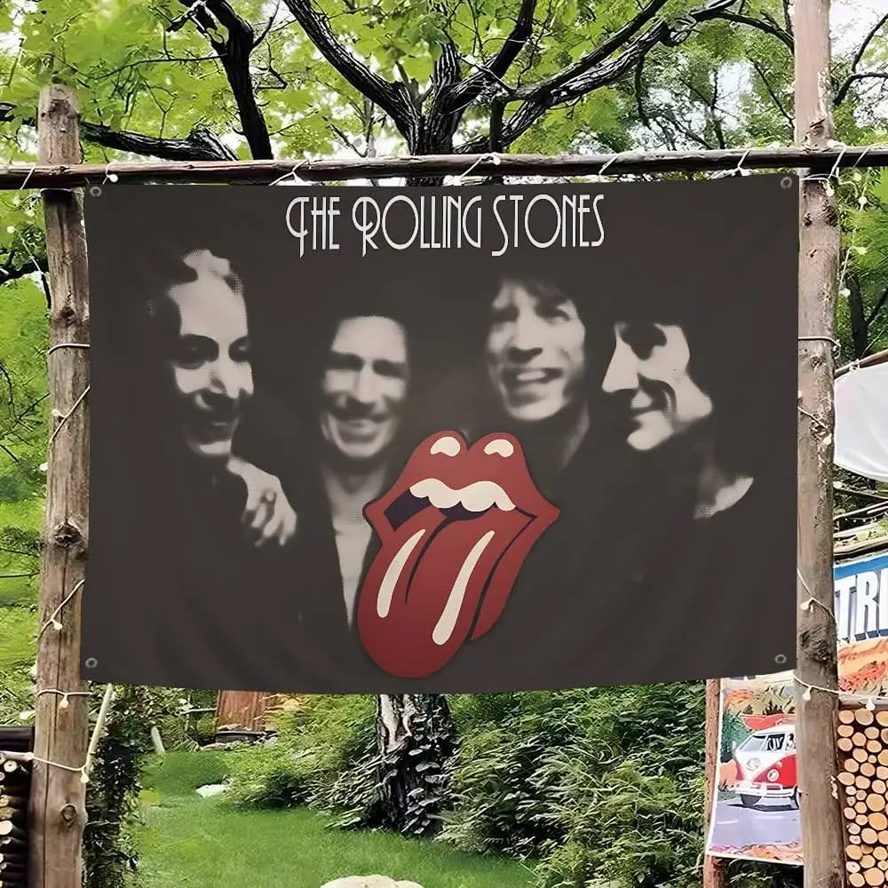 Bannière décorative imprimée avec le groupe R-rolling S-Stones, grand drapeau artistique, science-fi