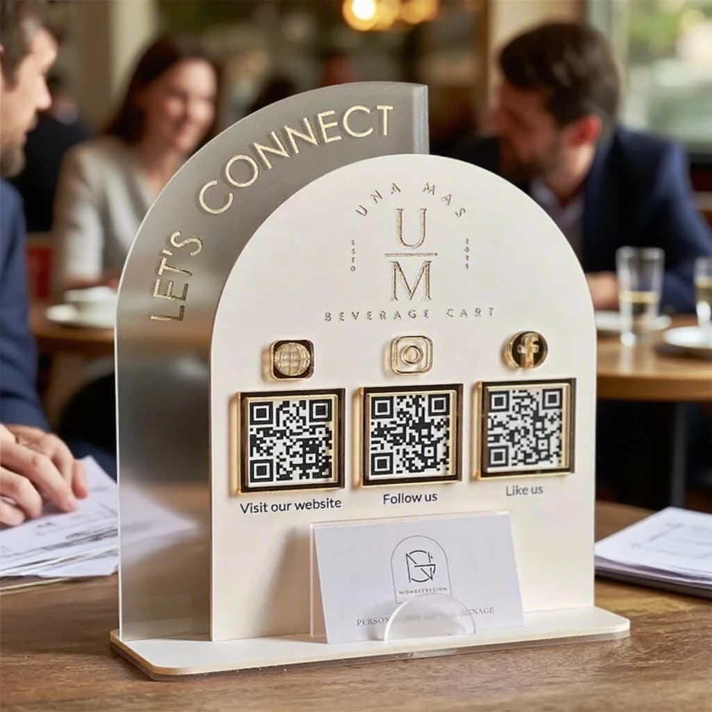 Panneau de paiement de code QR en acrylique personnalisé avec base en acrylique Logo personnalisé Mu