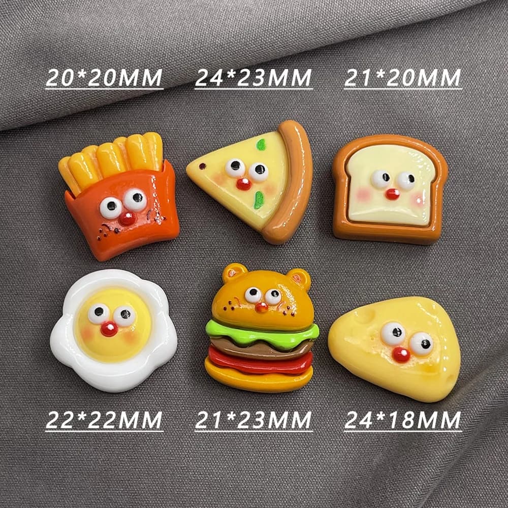 Simulation de faux aliments de dessin animé Kawaii, fromage, pizza, hamburger, frites, scrapbooking,