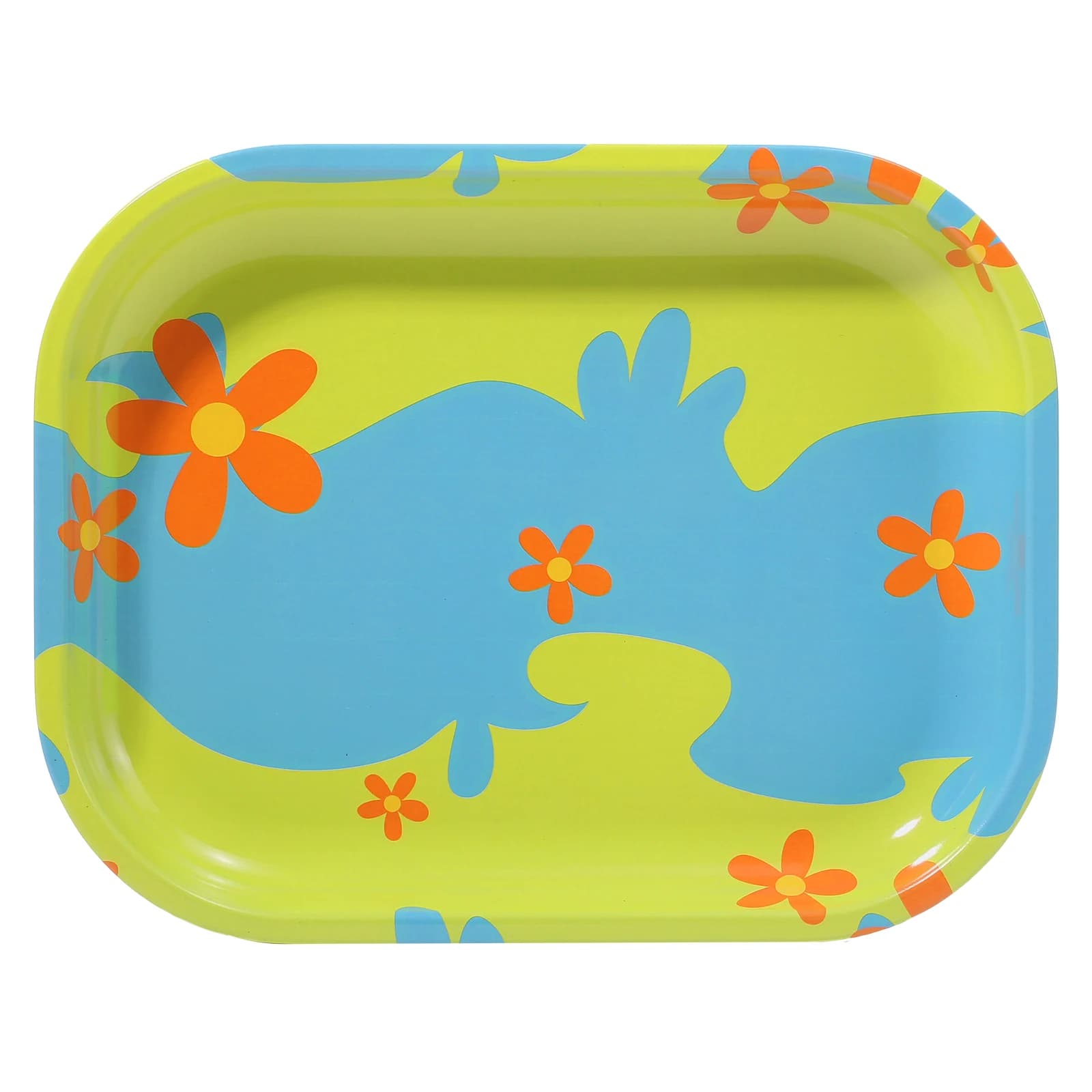 Plateau à rouler en métal motif fleur de printemps 5,5*7 pouces, accessoire pour fumeurs