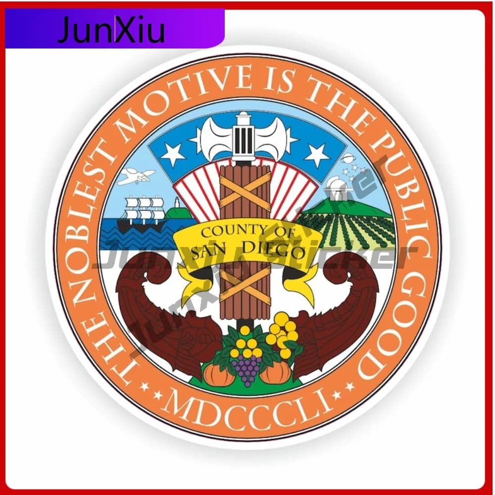 Autocollant de sceau du comté de San Diego California, drapeau rond, autocollants pour pare-chocs av