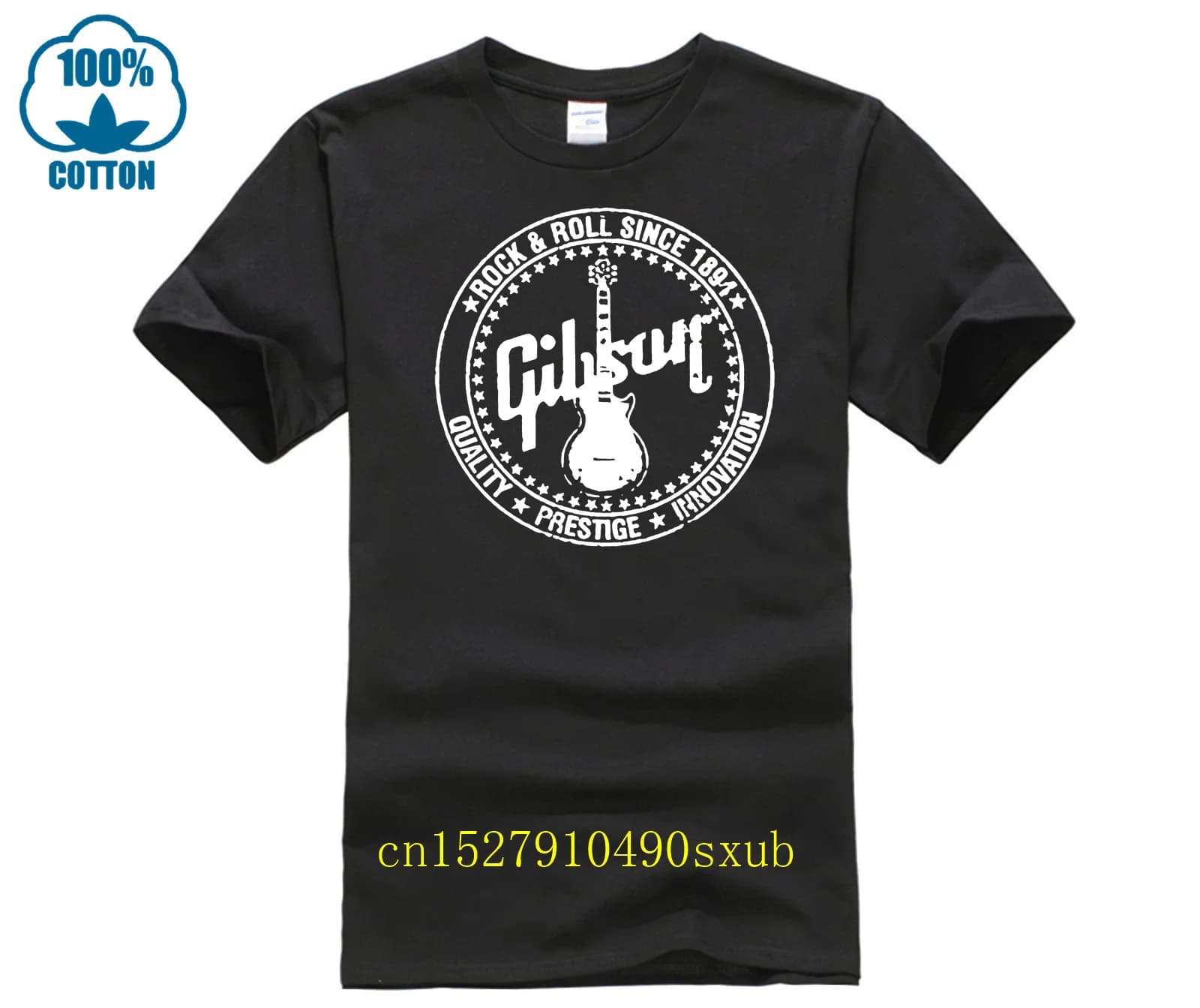 T-shirt à manches courtes unisexe, logo Rock Roll Since 1894, Gibson, T-shirt noir classique, T-shir