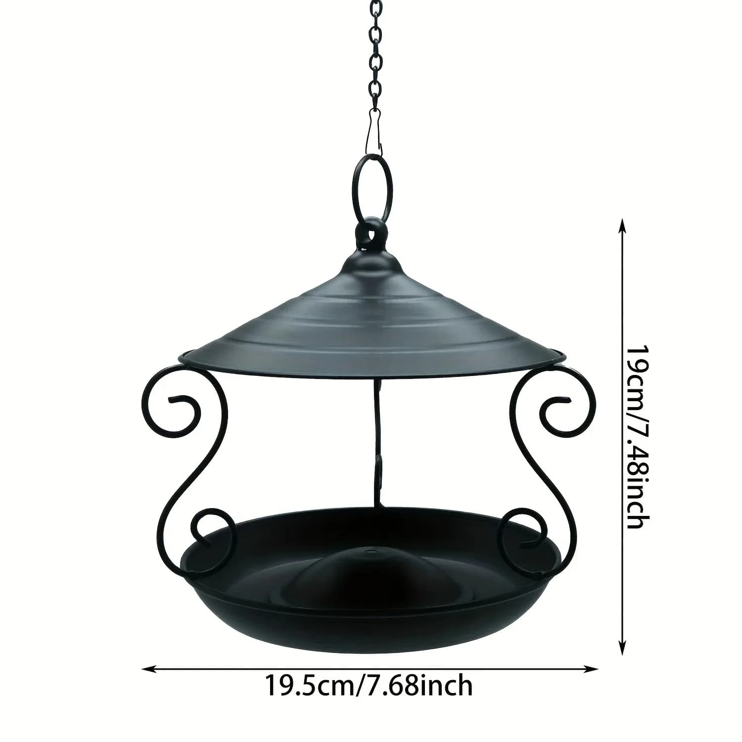 Mangeoire à oiseaux suspendue noire élégante – Décor de jardin en métal durable, attire divers oisea