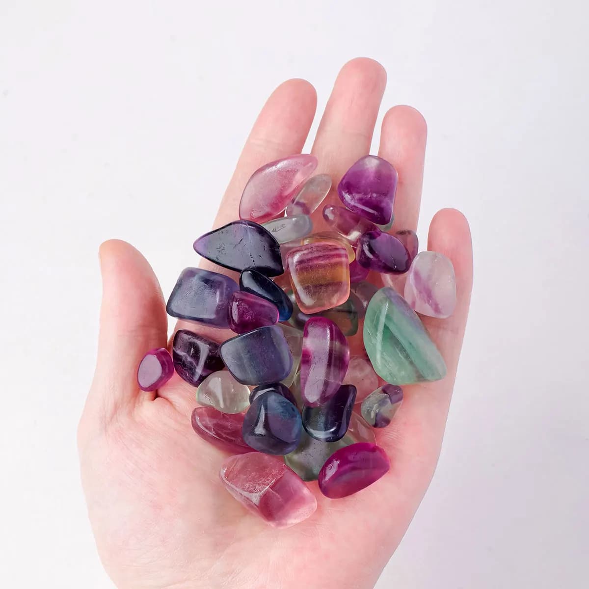 Sac de 100g de pierres à rouler en Fluorite arc-en-ciel naturelle, pierres précieuses de guérison à 