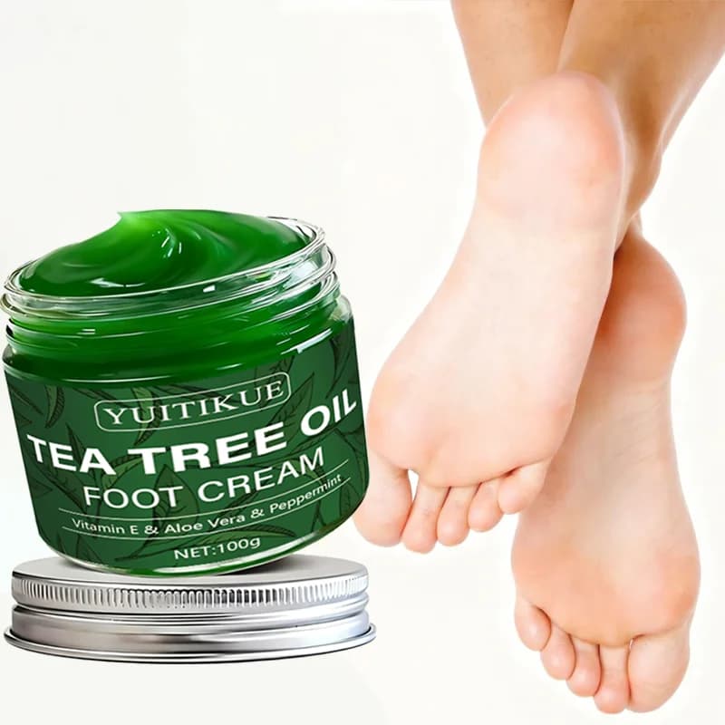 YUITIKUE Crème pour les pieds à l'huile d'arbre à thé 100g - Hydratant multi-usage pour pieds, mains