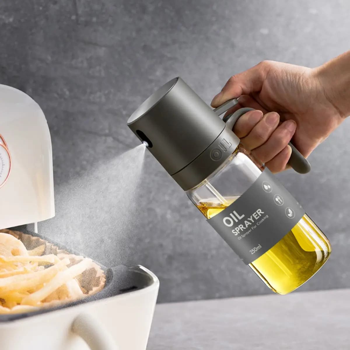 Ventes chaudes】 flacon pulvérisateur d'huile 250ml distributeurs d'huile de cuisson en verre à haute