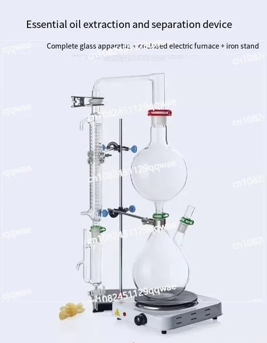 Appareil de séparation en verre pour l'extraction d'huiles essentielles 2000 ml, équipement de disti