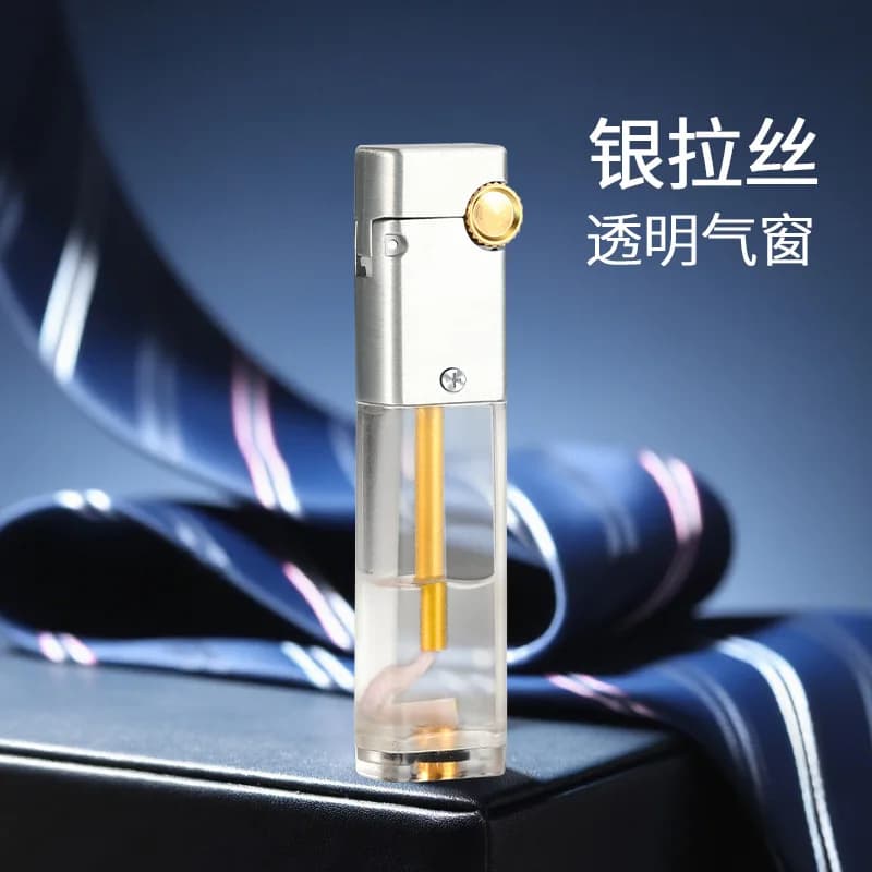 Réservoir d'huile Transparent, briquet à Kerosine à flamme nue, allumage de meule classique, briquet