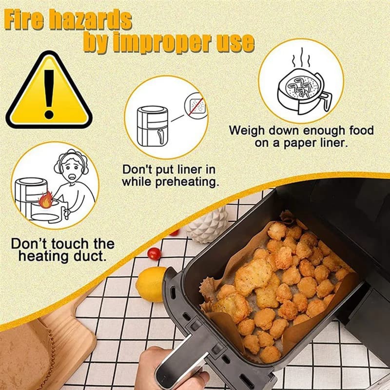 -MEOF 200 pièces Foodi Airfryer cuisine accessoires de cuisine rectangulaire Air friteuse papier spé