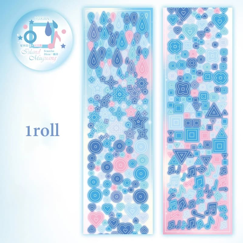 Ruban adhésif décoratif Kawaii Washi Star River Roll Series 50mm * 2m pour carnet créatif, décoratio