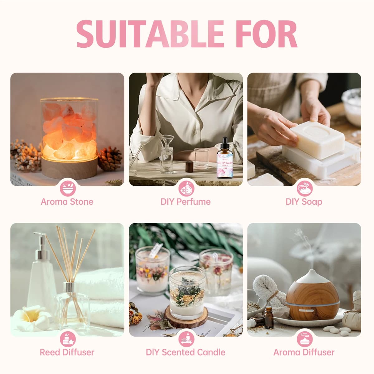 Huile essentielle Cottcn Candy, avec un arôme doux et agréable, fournit une hydratation longue durée, une hydrate sans être collante