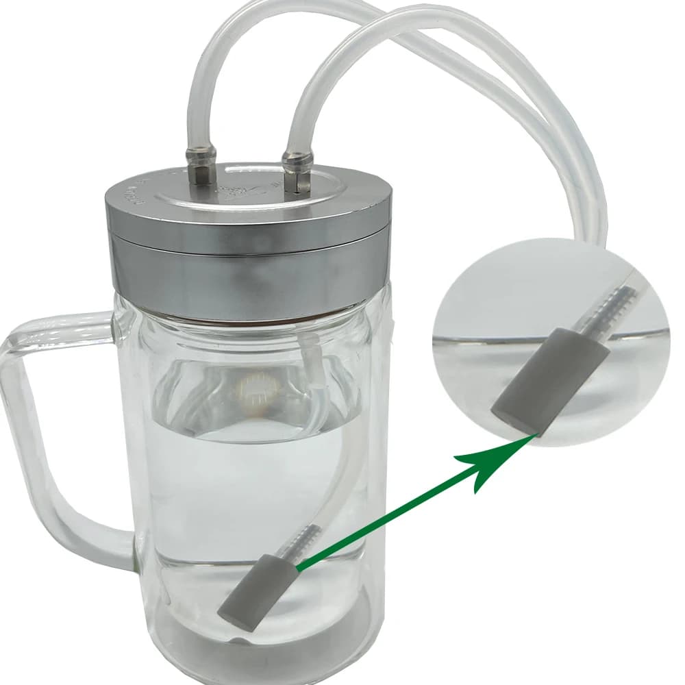 Bouteille en verre pour barboteur d'eau et d'huile à l'ozone avec pierre à barboteur en acier inoxydable