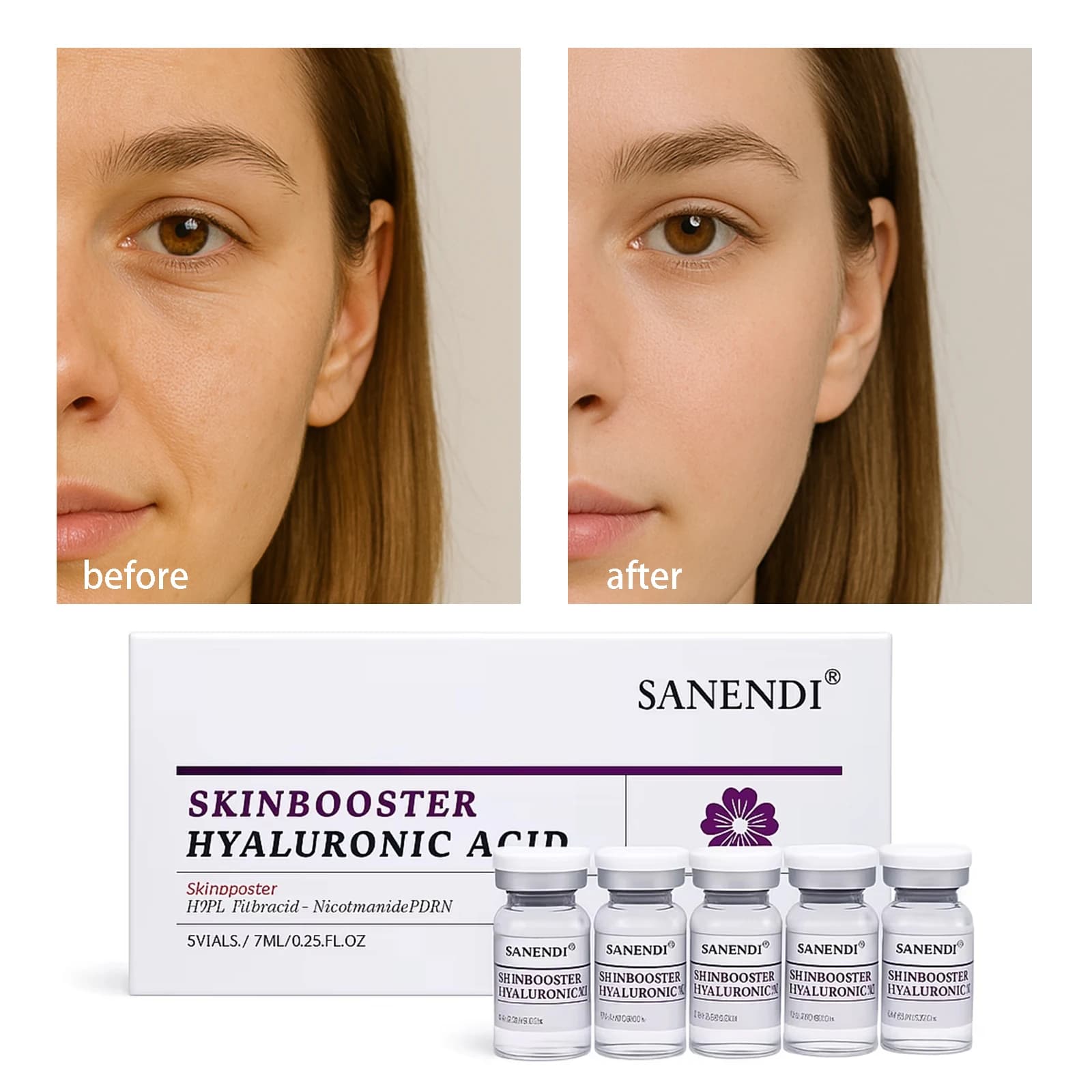 Sanendi peau BOOSTER acide hyaluronique Solution de problèmes de peau du visage hydratant hydratation Solution de protéines de soin de la peau coréenne