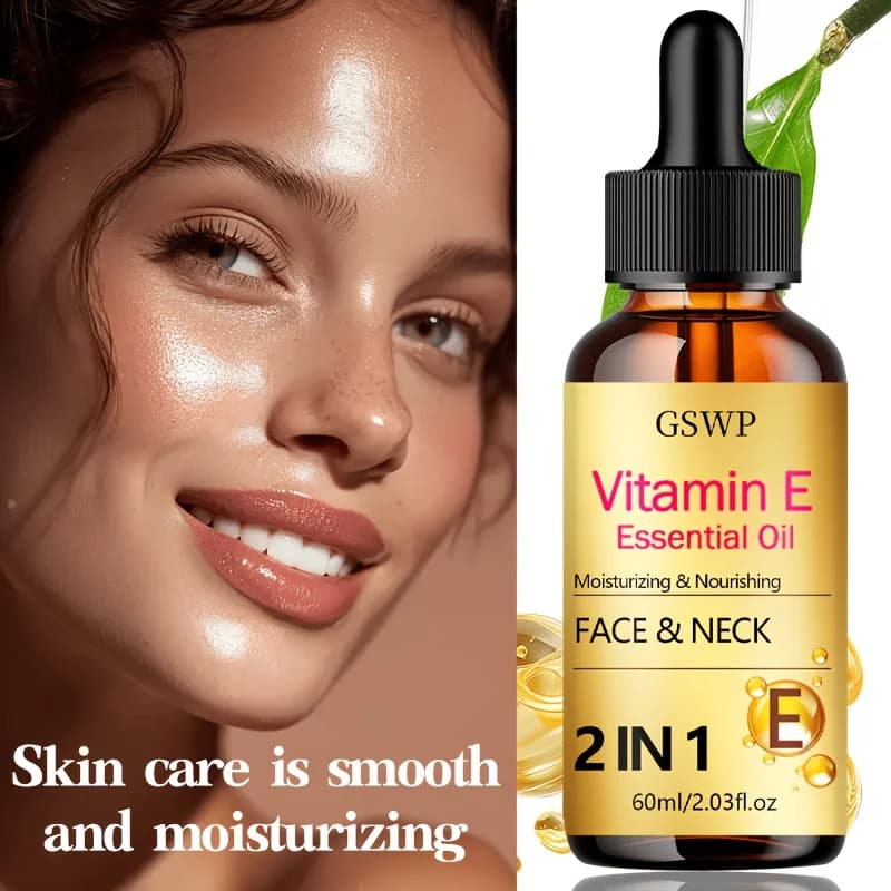 Huile essentielle de vitamine E GSWP : Hydratation intense et soulagement de la sécheresse ; Convient pour le cou. 60ml/120ml