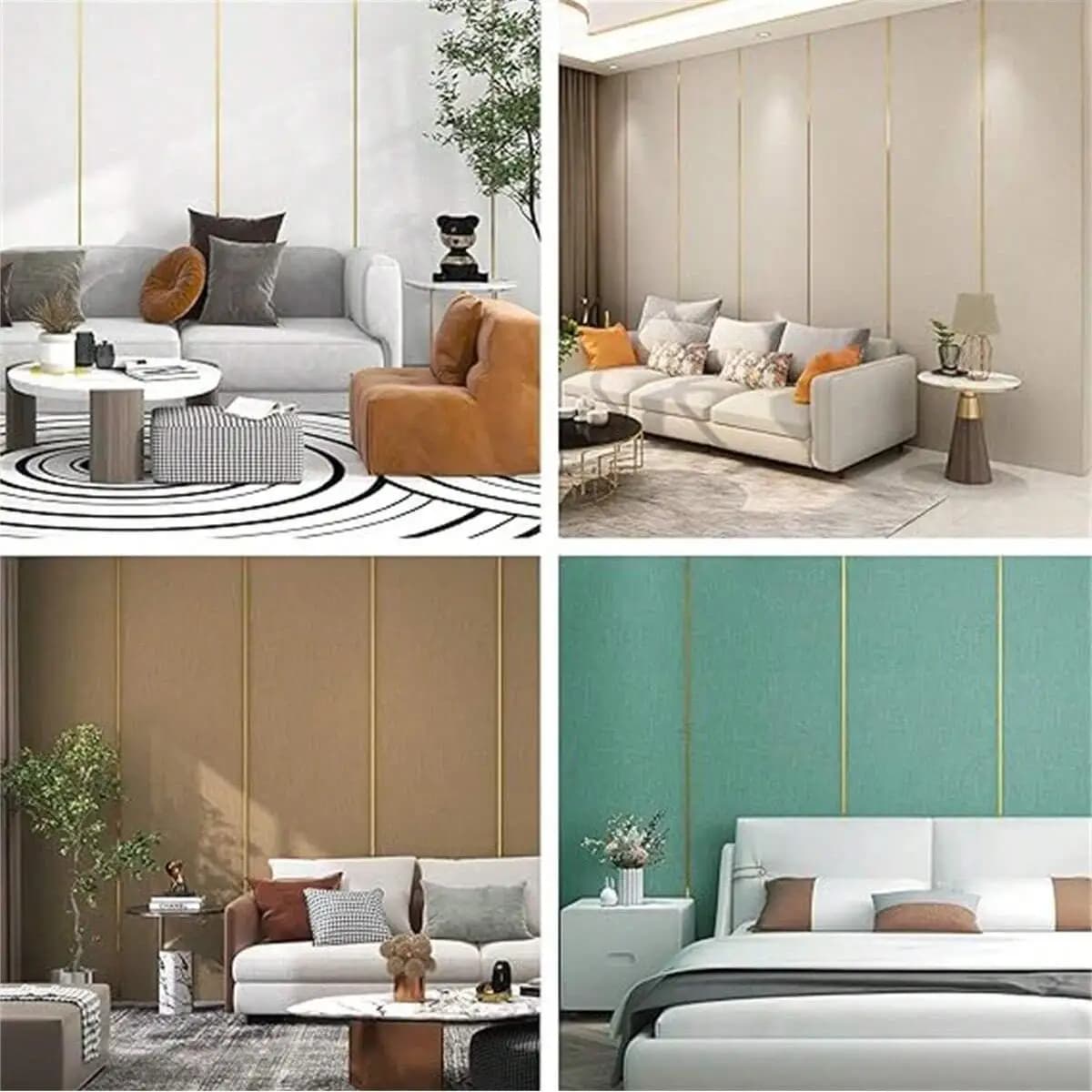 Autocollant mural de ligne de décoration en PVC doré, 1 rouleau, bande autocollante décorative, garniture de moulage à décoller et à coller, adapté à la vie