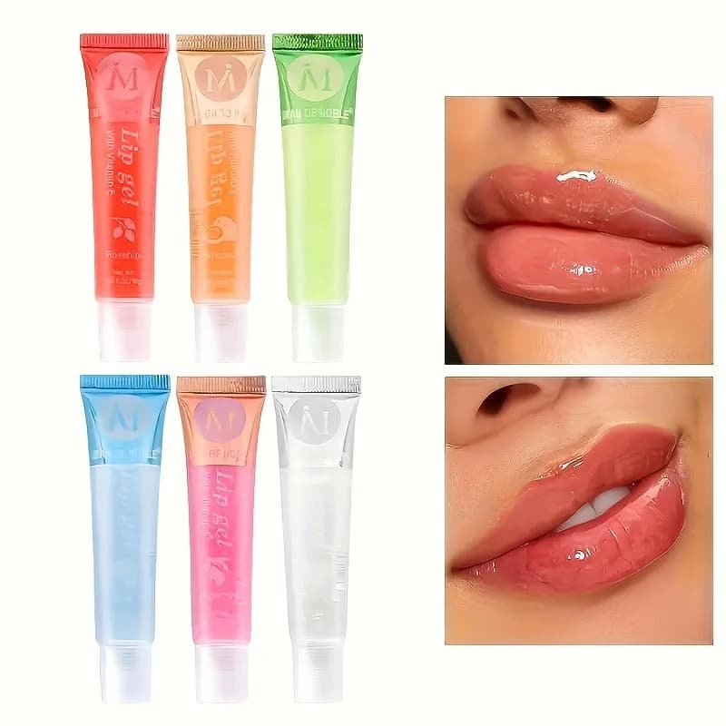6 pièces/ensemble, brillant à lèvres transparent hydratant