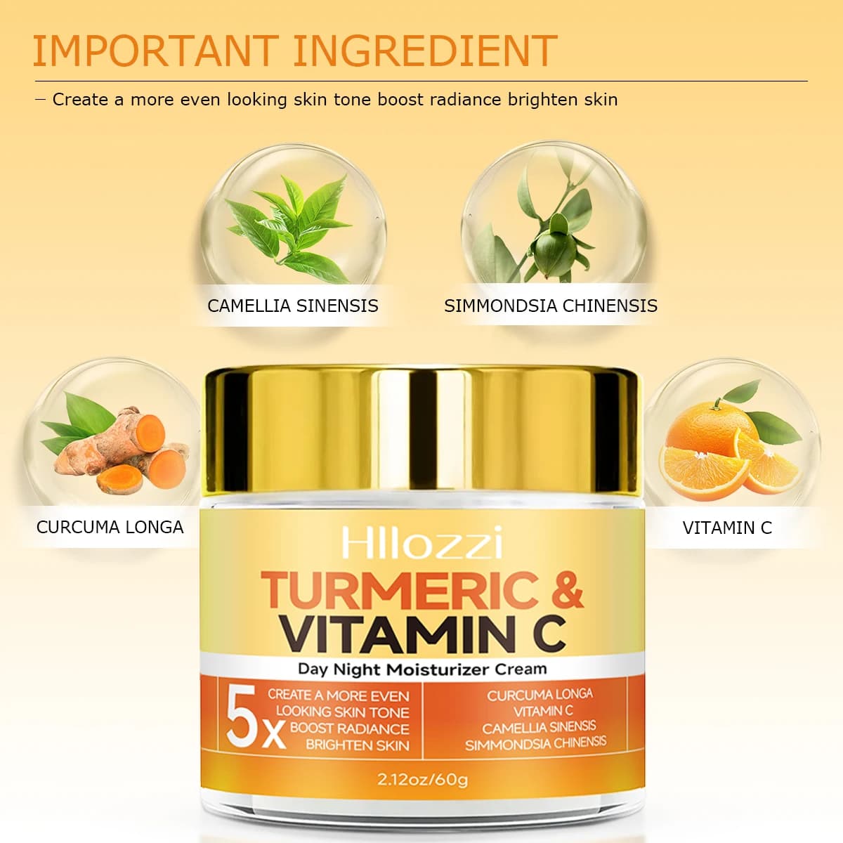 Crème hydratante jour et nuit au curcuma et à la vitamine C
