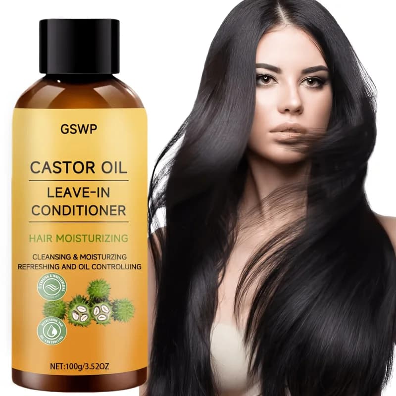 Après-shampoing sans rinçage à l'huile de ricin GSWP : Nourrit et hydrate les cheveux
