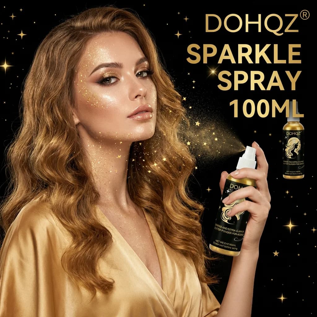 Spray corporel scintillant doré