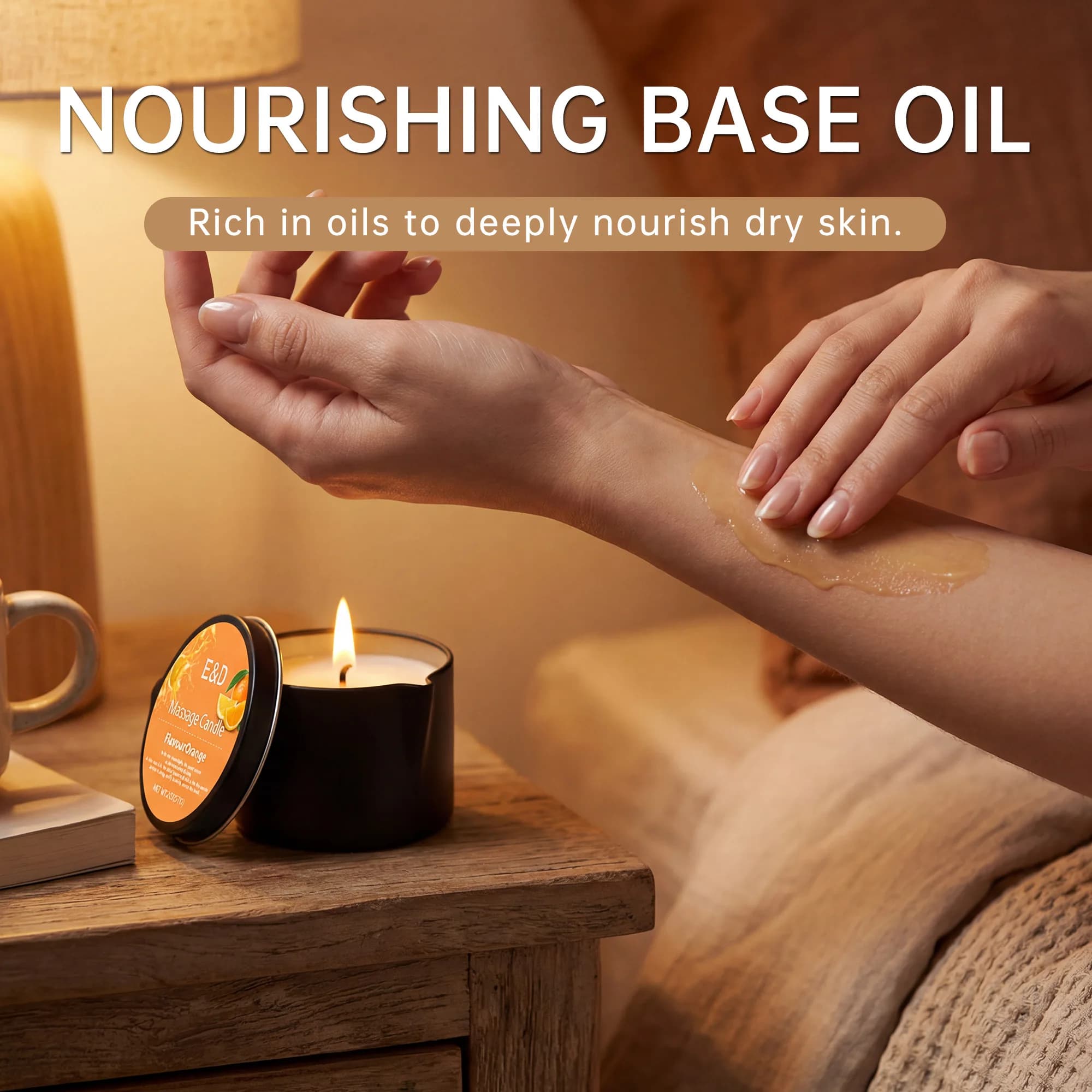 Bougie de massage à l'huile d'orange 2 oz, bougie de massage corporel qui se transforme en huile chaude pour le corps, aromathérapie hydratante, cadeau spa à domicile pour femmes