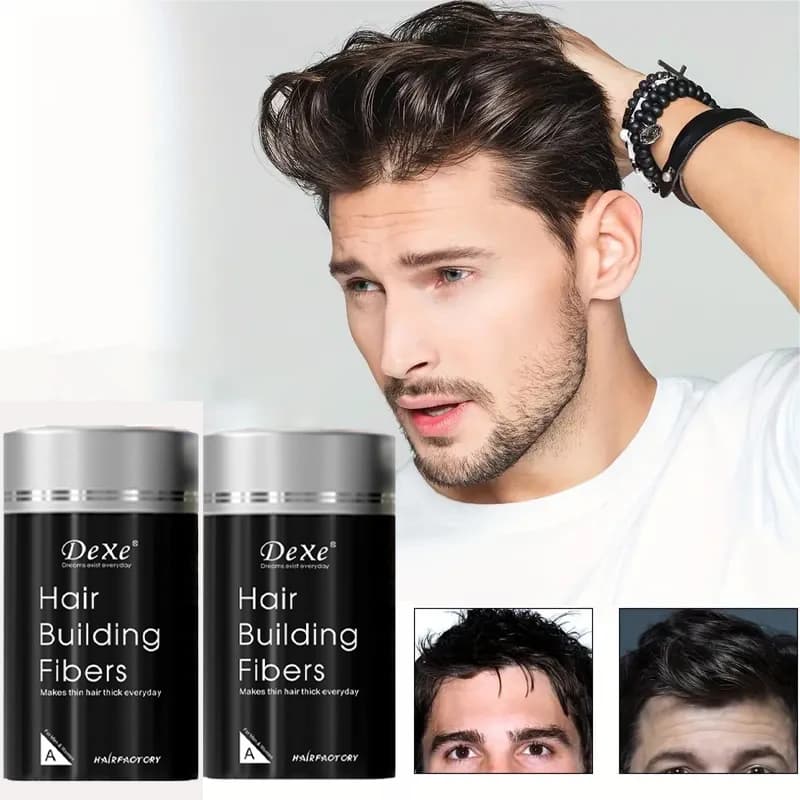Poudre de fibres DEXE 22g : Fibers de renforcement capillaire pour cheveux plus complets, idéales pour les hommes et les femmes