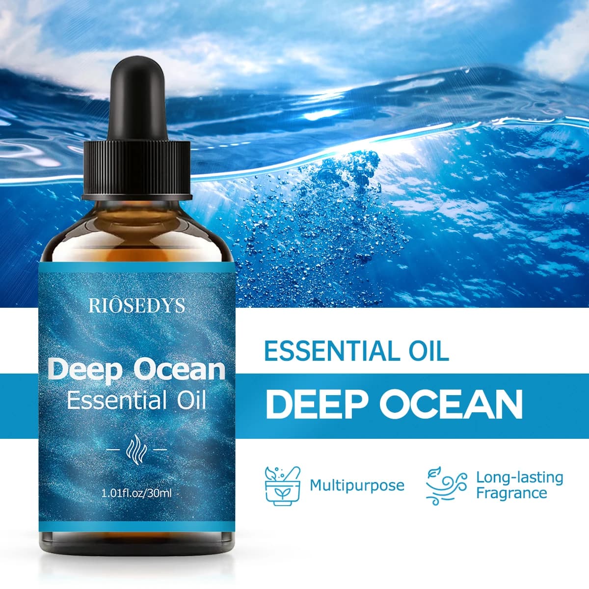 Huile essentielle d'océan profond, au parfum de brise marine, adaptée au massage corporel et à l'aromathérapie, offrant une hydratation puissante
