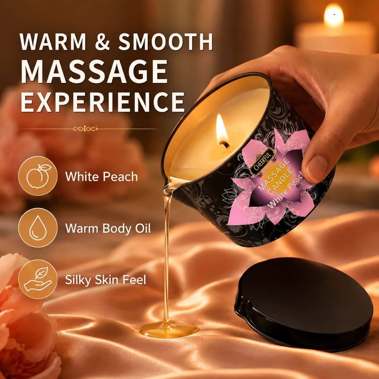 Bougie à l'huile de massage, bougie d'aromathérapie hydratante, bougie créative anti-brûlure en fer, un cadeau parfait pour la famille et les amis