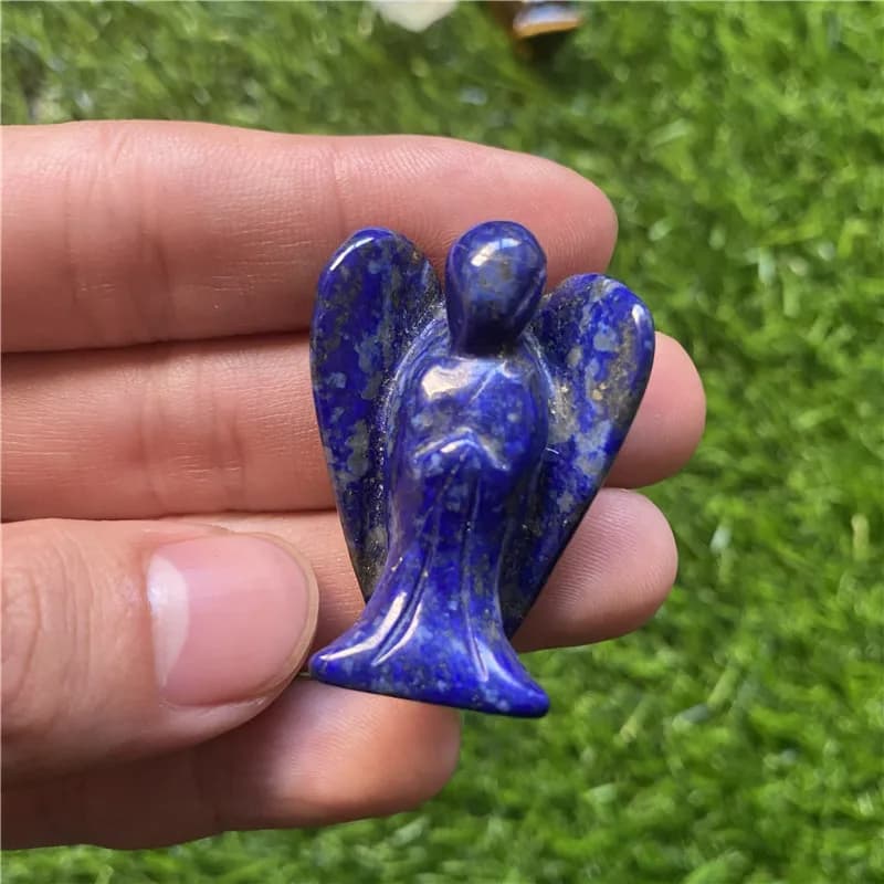 Figurine d'ange gardien de 1.5 pouces, cristal de guérison naturel, gemme, décoration en pierre pour la maison, cadeau artisanal d'étude, bibelot, ornement de salle