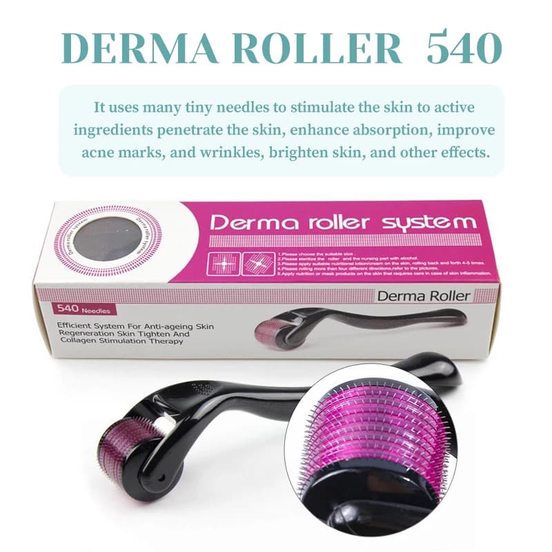Micro aiguillage 540 rouleau Derma rouleau professionnel titane Dermaroller 0.2/0.25/0.3mm repousse des cheveux traitement de la croissance de la barbe
