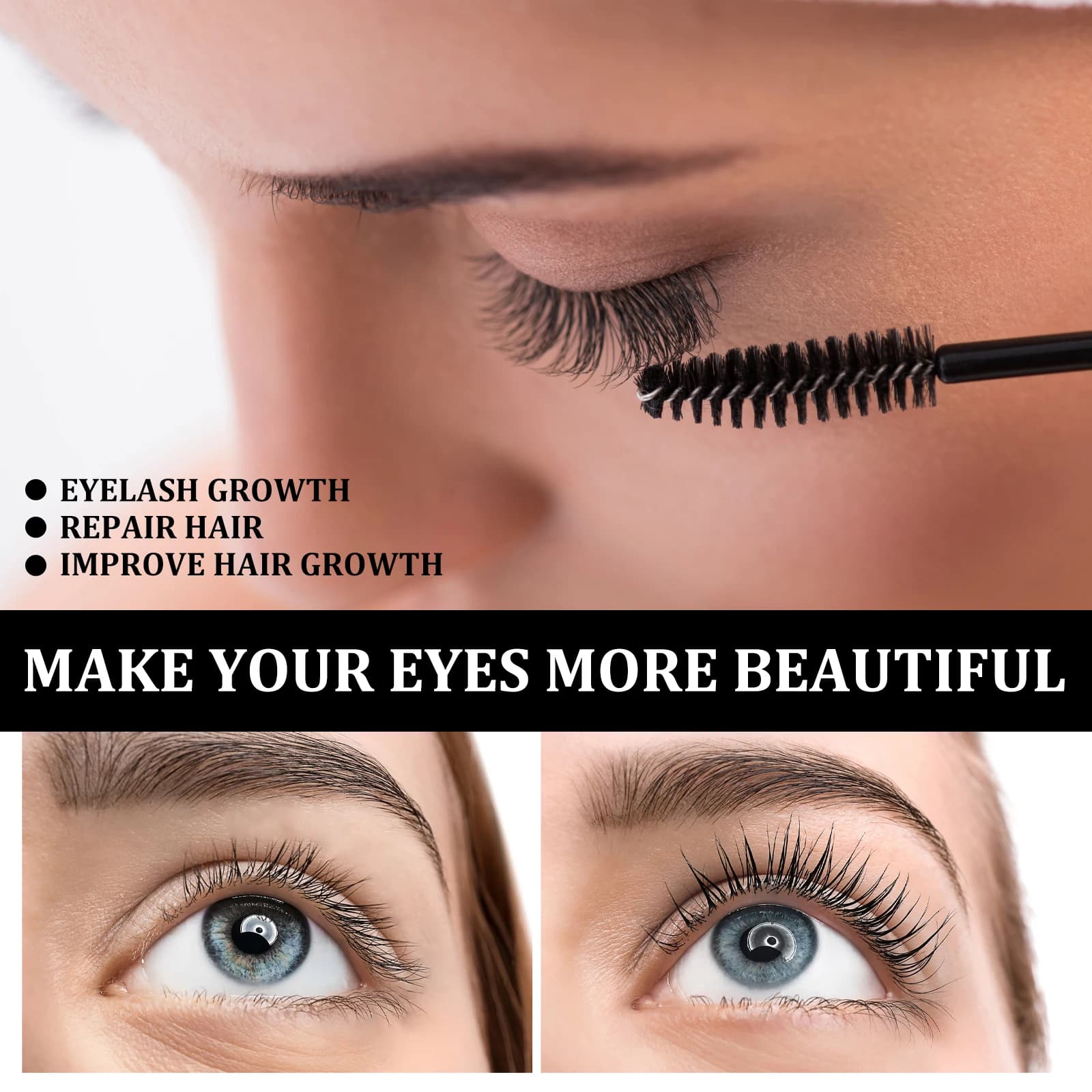 Liquide de croissance pour sourcils naturellement épais, fins et bouclés, hydratant à l'huile de ricin naturelle, soin des extensions de cils, maquillage liquide