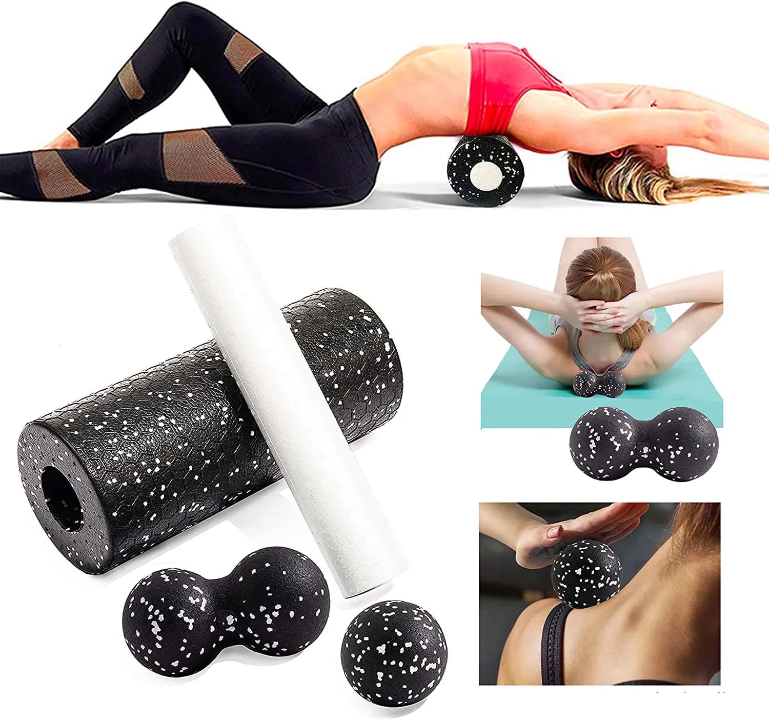 IkSet-Rouleau de Yoga en mousse EPP à haute densité, accessoire de massage et de relaxation pour exercices de fitness, de gymnastique et de nuit