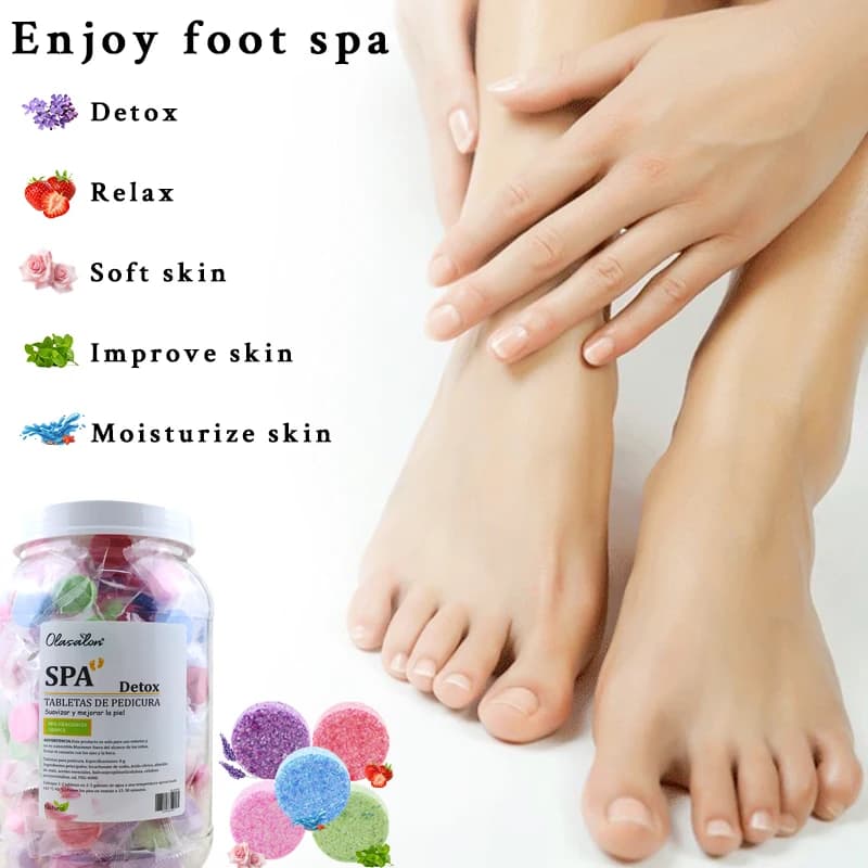 180/40 pièces bain de pieds instantané comprimés effervescents huile essentielle sel de bain spa soins des pieds exfoliant apaisant peau hydratant