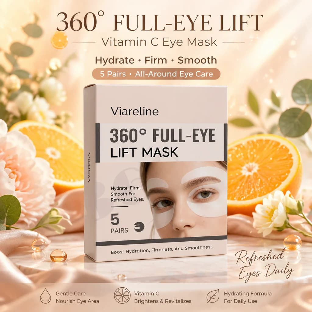 5 Paires de Masques Contour des Yeux Hydratants et Raffermissants Viareline à la Vitamine C – Soin Quotidien Doux pour
