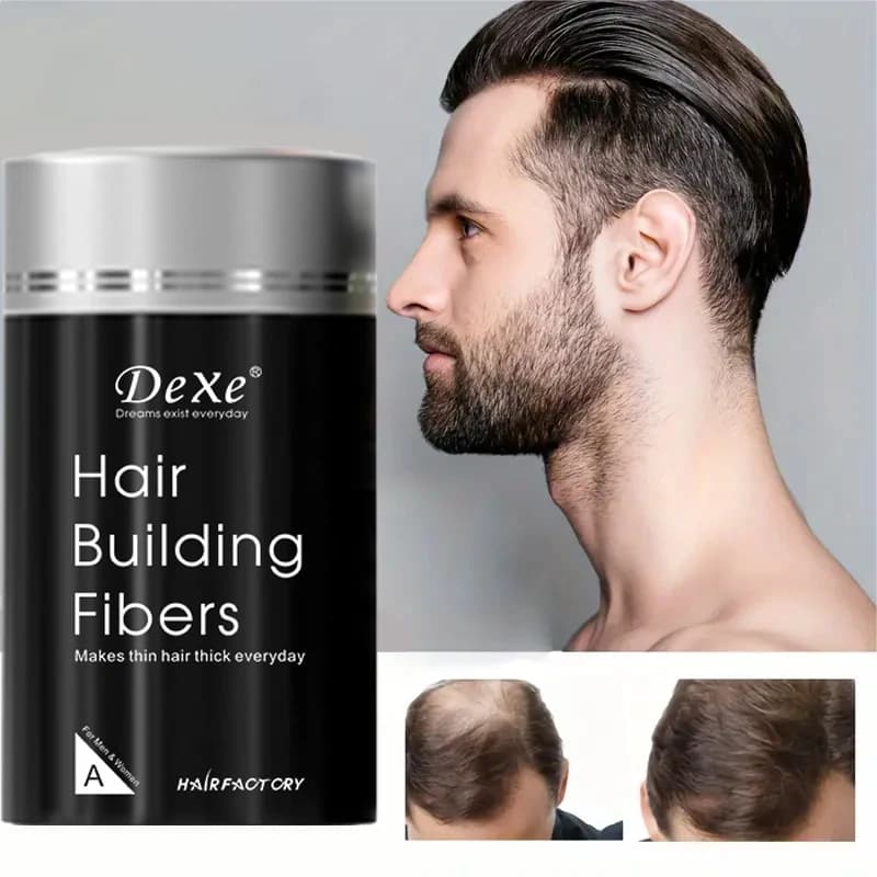 Poudre de fibres DEXE 22g : Fibers de renforcement capillaire pour cheveux plus complets, idéales pour les hommes et les femmes