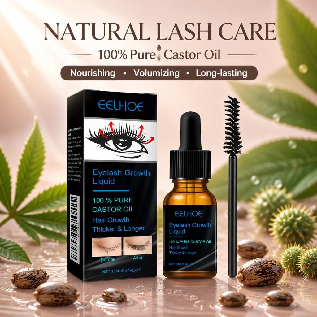 Liquide de croissance pour sourcils naturellement épais, fins et bouclés, hydratant à l'huile de ricin naturelle, soin des extensions de cils, maquillage liquide