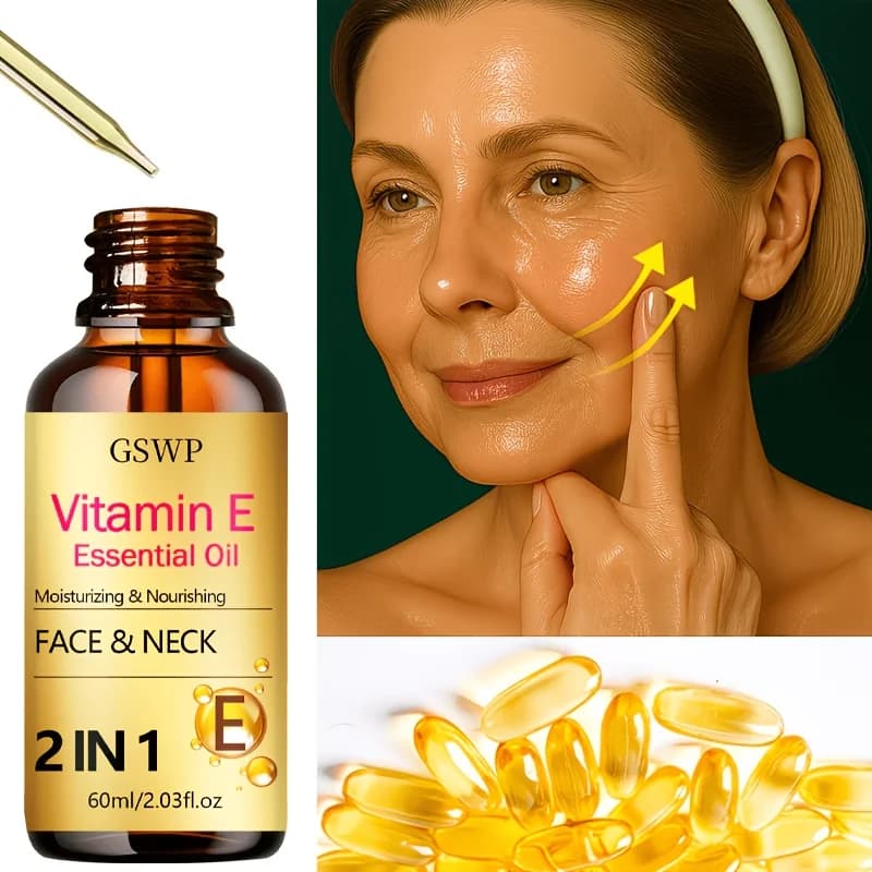 Huile essentielle de vitamine E GSWP : Hydratation intense et soulagement de la sécheresse ; Convient pour le cou. 60ml/120ml