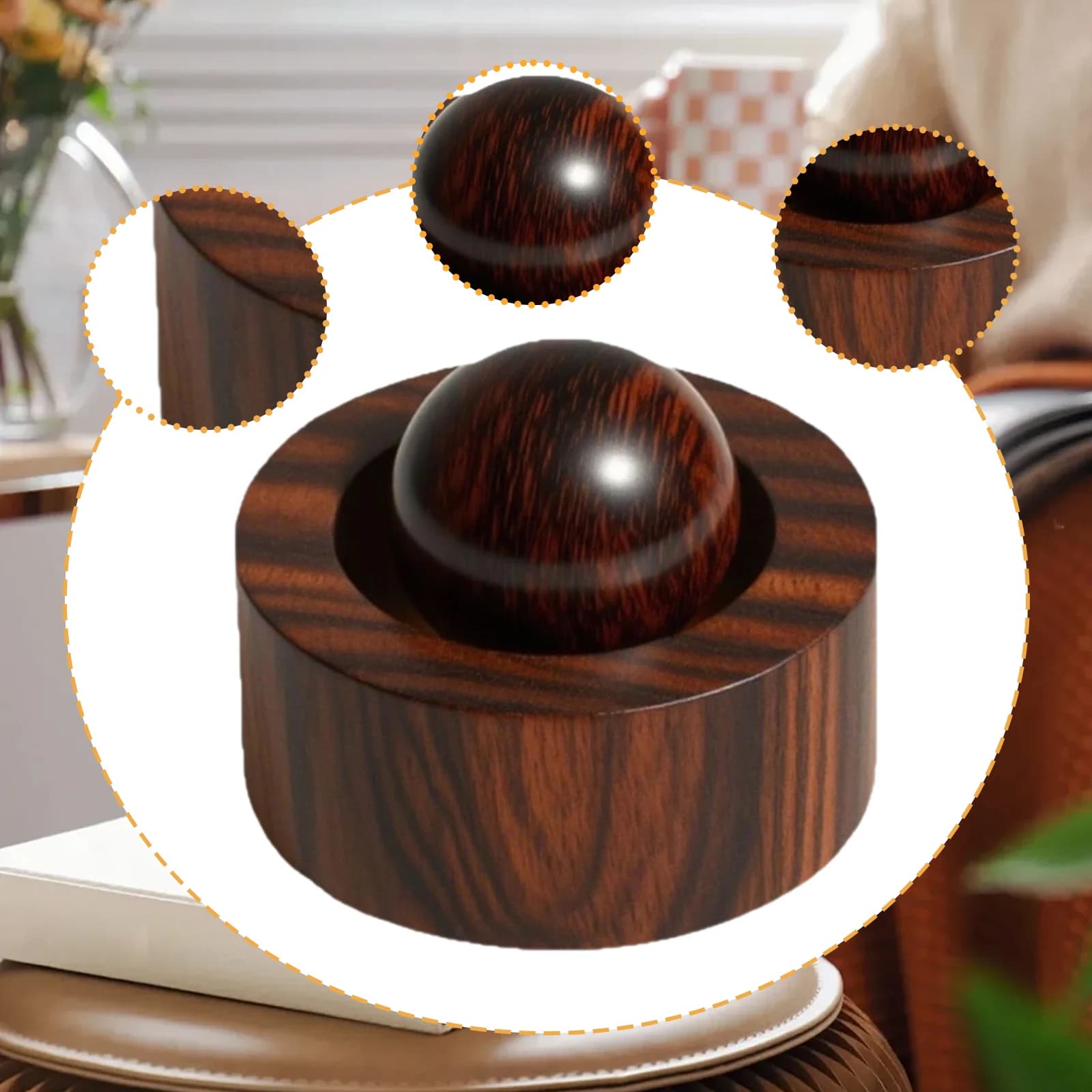 1 ensemble de diffuseurs d'huiles essentielles, diffuseur de parfum d'intérieur en forme de boule ronde en bois, pour la maison, le salon, le bureau, le SPA