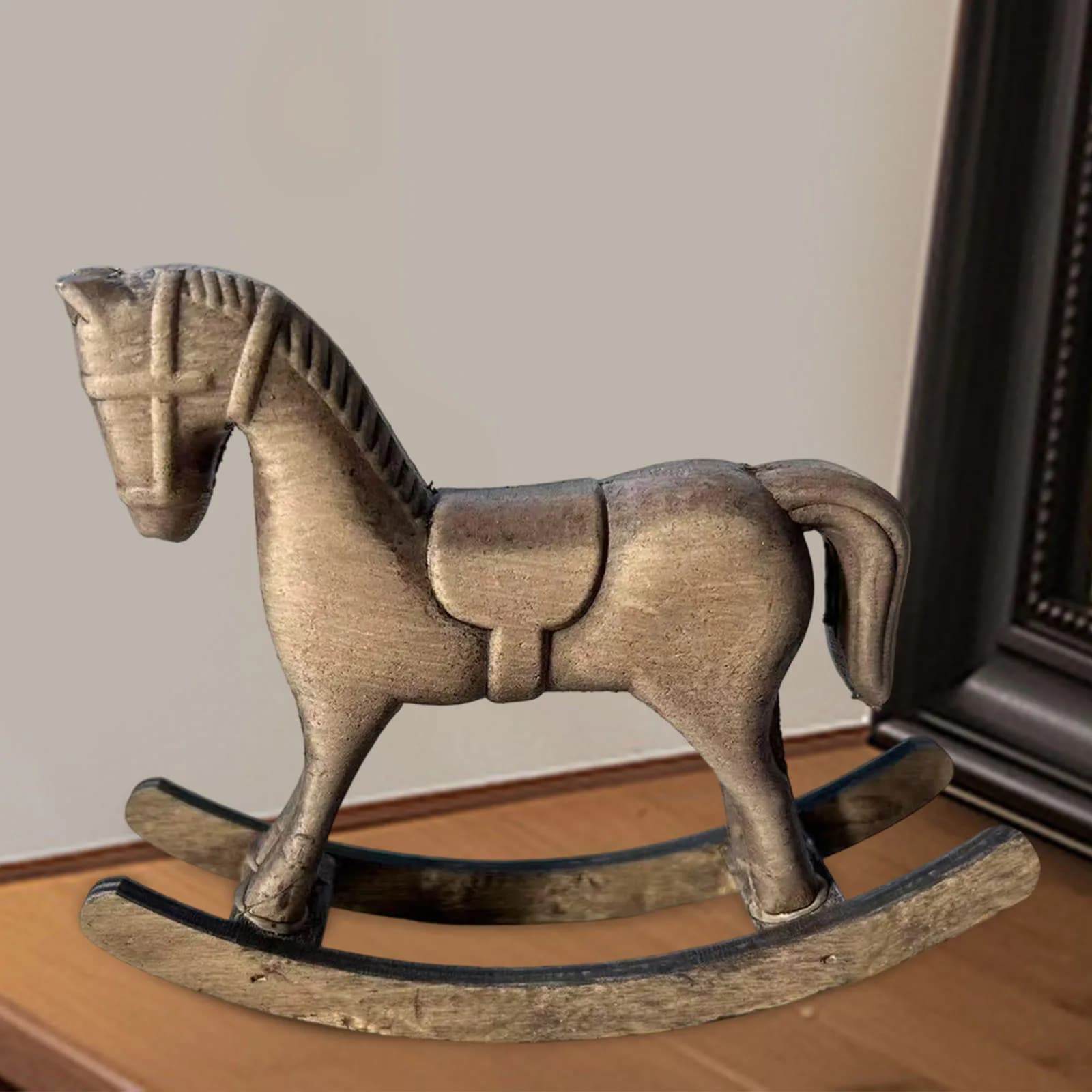 Décoration de cheval à bascule en bois, ornement de Statue de cheval en bois pour salon, bibliothèque, chambre à coucher, fêtes de bureau