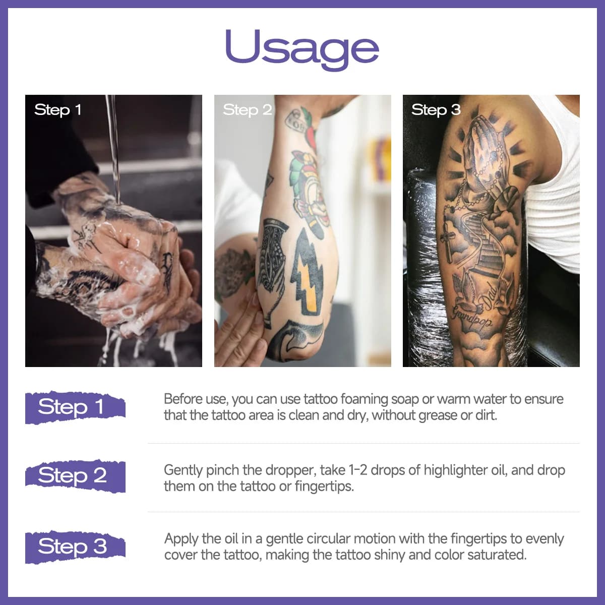 L'huile de mise en évidence du tatouage