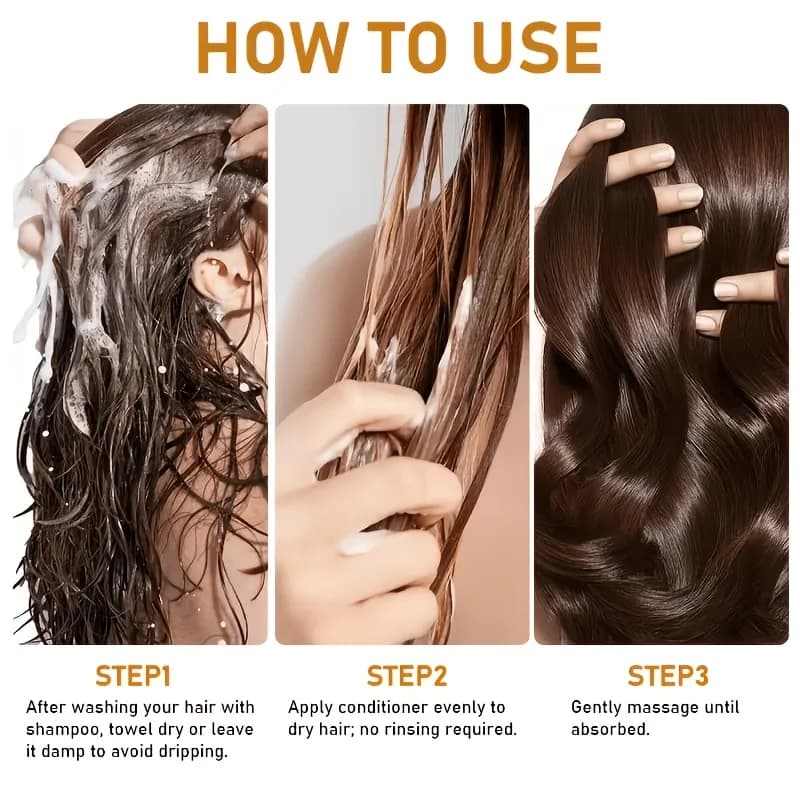 Après-shampoing sans rinçage à l'huile de ricin GSWP : Nourrit et hydrate les cheveux