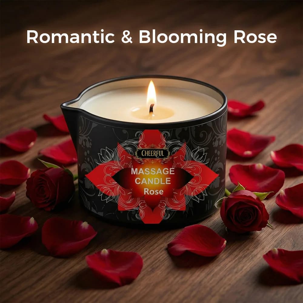 Bougie de massage à l'huile de rose 2oz, bougie de massage corporel qui fond en huile chaude pour le corps, hydratante, aromathérapie, cadeau spa à domicile pour elle, coffret en métal