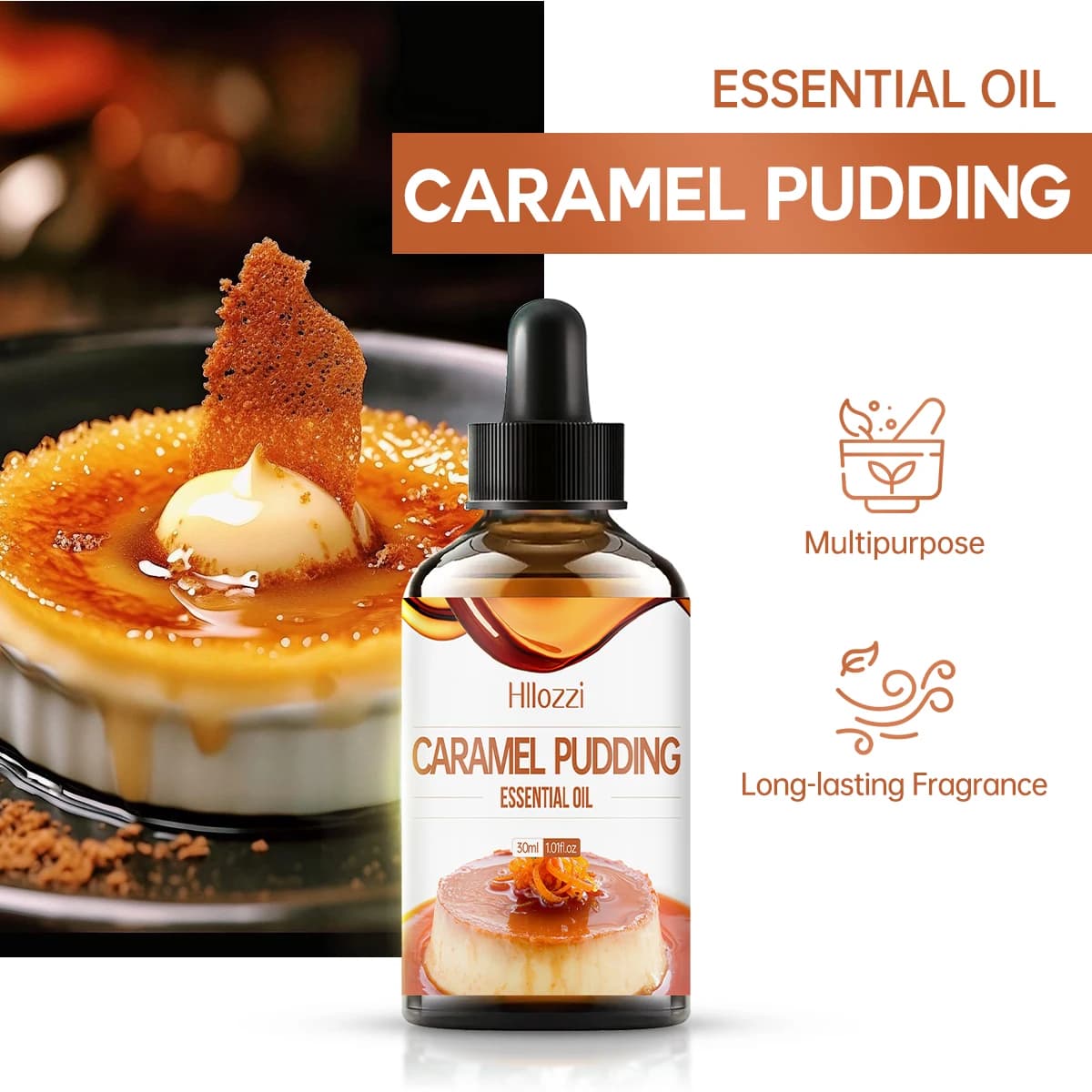 Huile de pouding caramel, parfum bonbon, hydratant longue durée, soin spécial pour l'hiver.