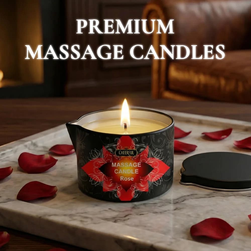 Bougie de massage à l'huile de rose 2oz, bougie de massage corporel qui fond en huile chaude pour le corps, hydratante, aromathérapie, cadeau spa à domicile pour elle, coffret en métal